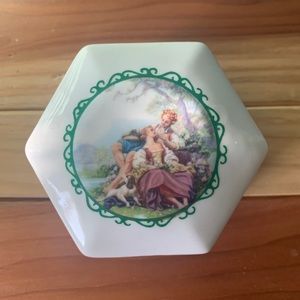 Vintage porcelain jewelry box England